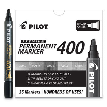 Pilot® Premium 400 Permanent Marker, Broad Chisel Tip, Black, 36-pack freeshipping - TVN Wholesale